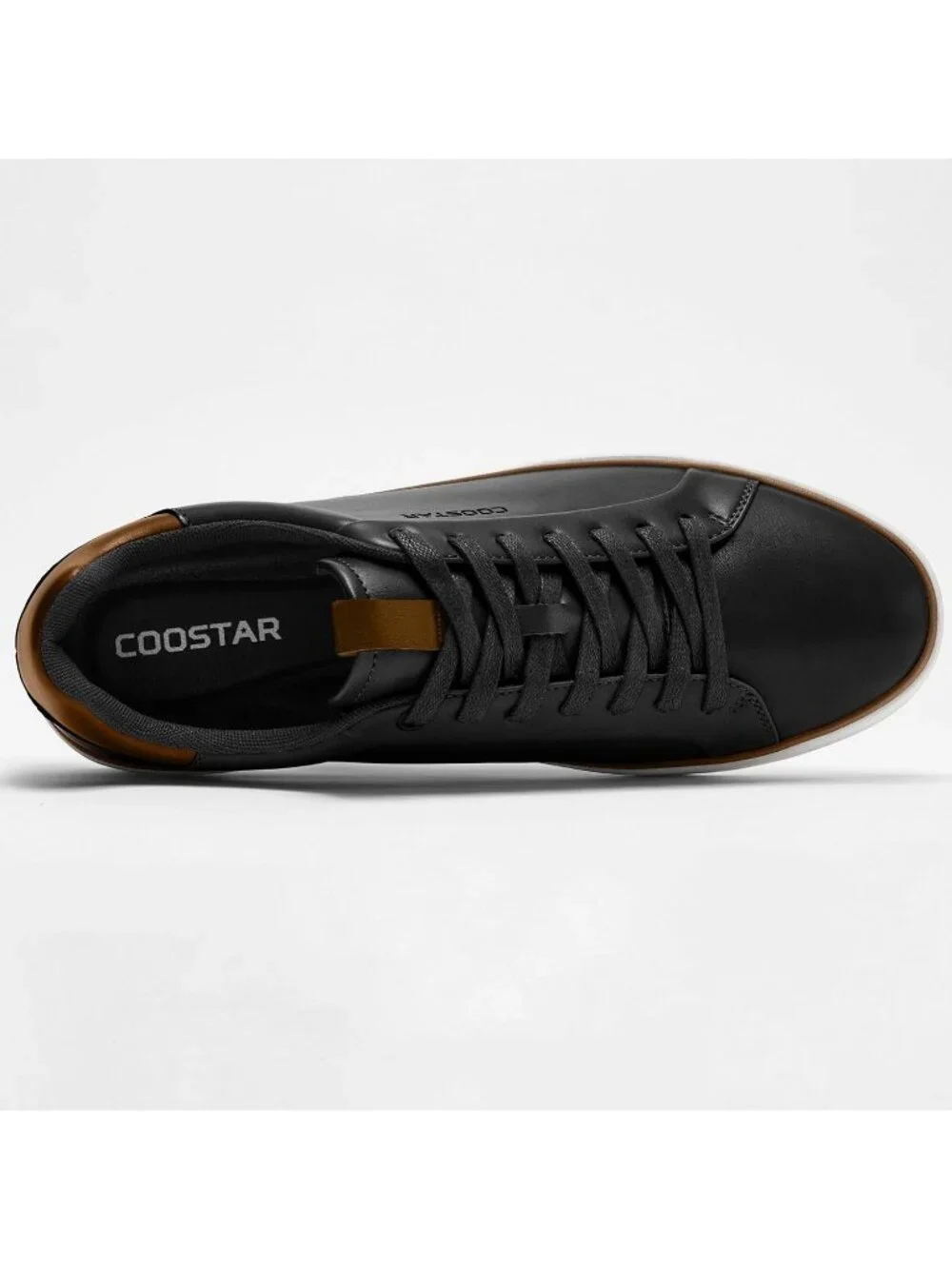 Coostar Men's Black Rubber Sole Lightweight Comfortable Classic Lace Up Sneakers